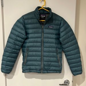 Patagonia Men’s Down Sweater, Tate/Teal/Blue, XS